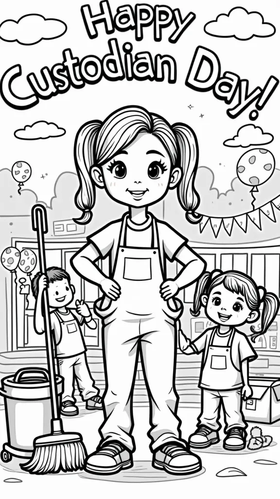 happy custodian day coloring pages